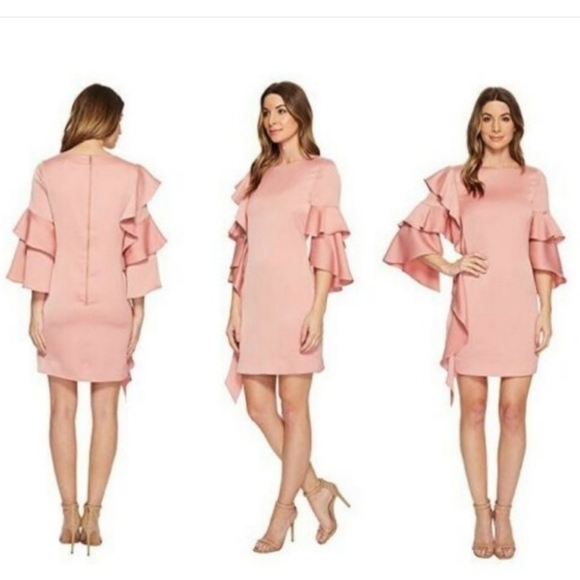 NWT Ted Baker London Eicio Layered Ruffle Frill Detail Mini Dress US 12 Pink - Picture 1 of 13